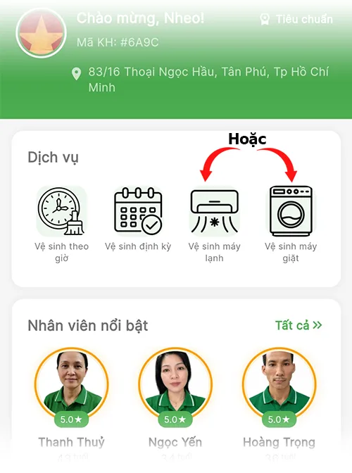 CHỌN DỊCH VỤ