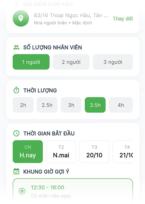 NHẬP THÔNG TIN CÔNG VIỆC