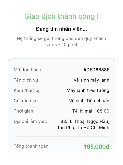 HOÀN TẤT & NHẬN THỢ